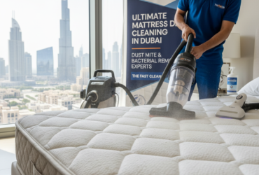 Professional mattress deep cleaning in Dubai using advanced vacuum equipment to remove dust mites and bacteria for a healthier sleeping environment.
