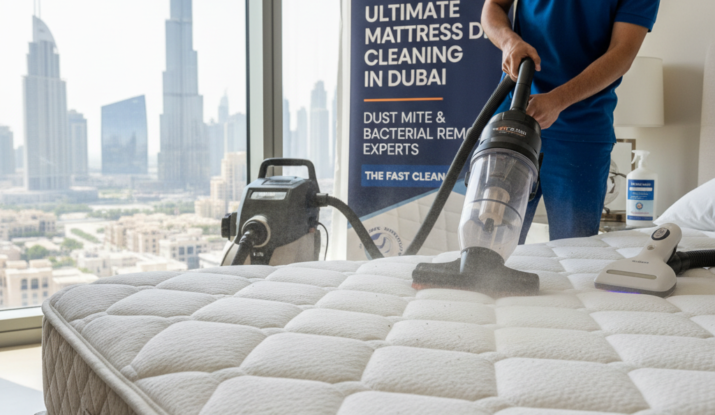Professional mattress deep cleaning in Dubai using advanced vacuum equipment to remove dust mites and bacteria for a healthier sleeping environment.