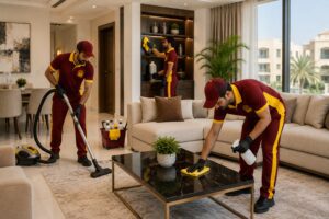 Professional technician providing villa internal cleaning in Dubai