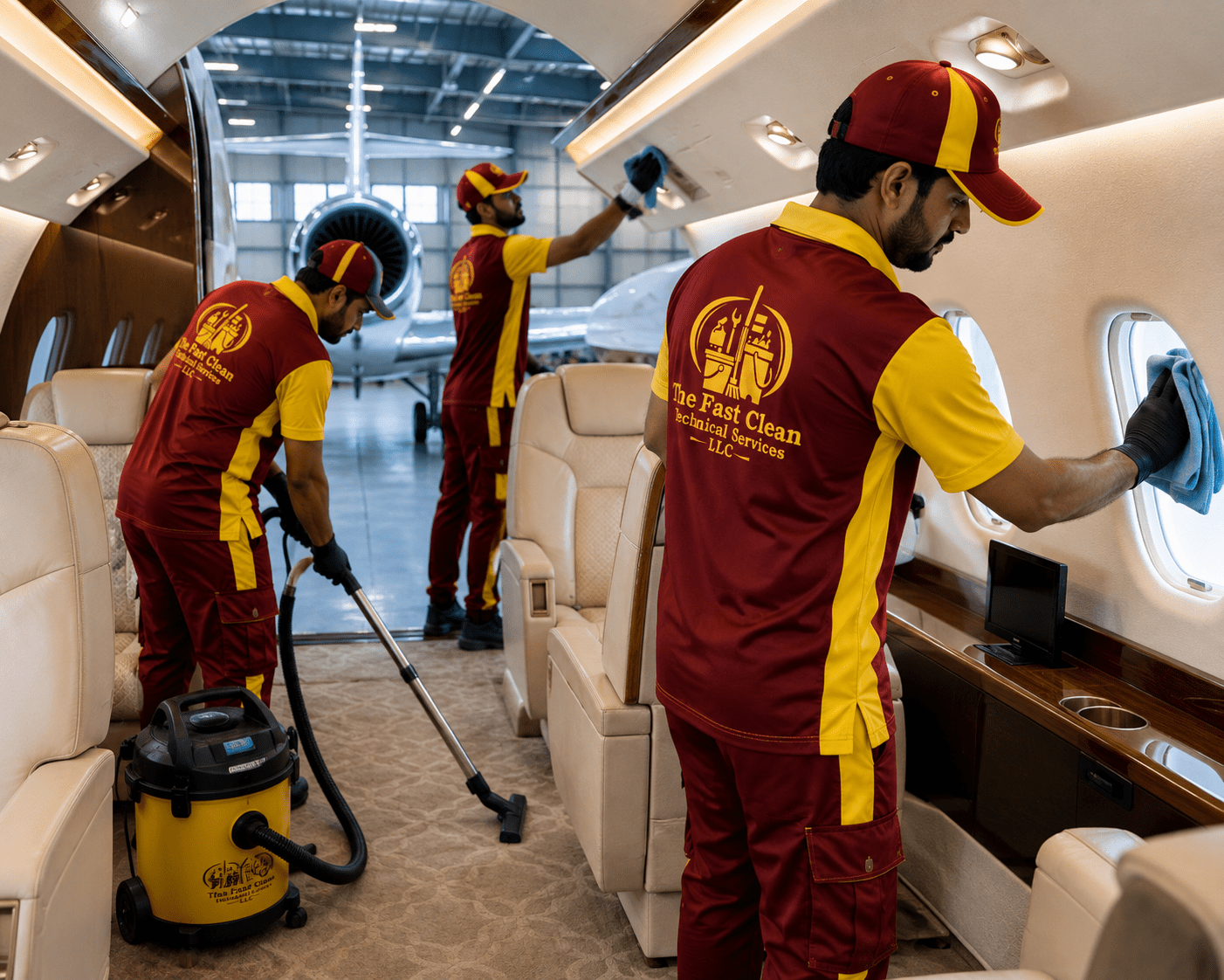 The Fast Clean professional providing aircraft cleaning services
