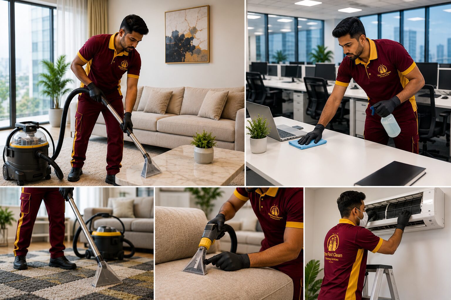 The Fast Clean technicians providing professional home and office cleaning services in Sharjah