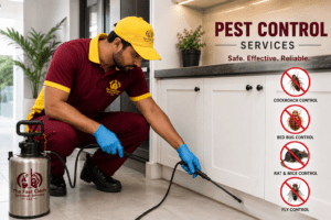 Professional pest control technician providing pest control services