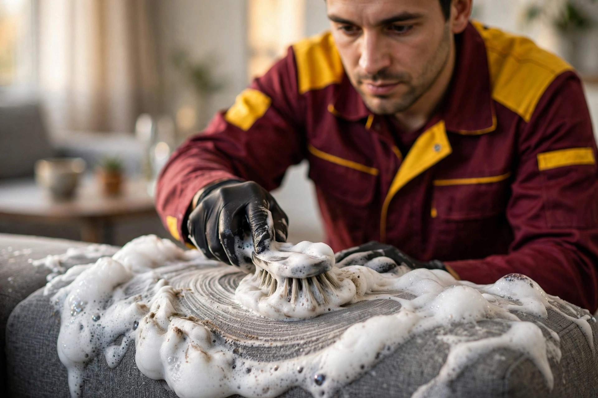 Sofa deep cleaning in a Sharjah family home